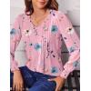 Zeagoo Women’s Puff Long Sleeve Shirts Pleated V Neck Fall Tunic Tops Blouse Dressy Casual Summer T-Shirts(Wf53)