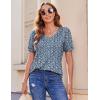 Zeagoo Women’s Puff Short Sleeve Boho Shirts Casual V Neck Floral Solid Summer Blouse Pleated Tunic Top(A-pa236)