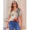 Zeagoo Women’s Puff Short Sleeve Boho Shirts Casual V Neck Floral Solid Summer Blouse Pleated Tunic Top(A-pa275)