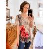 Zeagoo Women’s Puff Short Sleeve Boho Shirts Casual V Neck Floral Solid Summer Blouse Pleated Tunic Top(A-pa275)