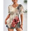 Zeagoo Women’s Puff Short Sleeve Boho Shirts Casual V Neck Floral Solid Summer Blouse Pleated Tunic Top(A-pa275)