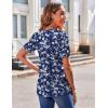 Zeagoo Women’s Puff Short Sleeve Boho Shirts Casual V Neck Floral Solid Summer Blouse Pleated Tunic Top(Bf126)