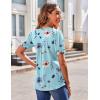 Zeagoo Women’s Puff Short Sleeve Boho Shirts Casual V Neck Floral Solid Summer Blouse Pleated Tunic Top(Bf139)