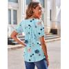 Zeagoo Women’s Puff Short Sleeve Boho Shirts Casual V Neck Floral Solid Summer Blouse Pleated Tunic Top(Bf139)