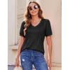 Zeagoo Women’s Puff Short Sleeve Boho Shirts Casual V Neck Floral Solid Summer Blouse Pleated Tunic Top(Black)