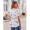 Zeagoo Women’s Puff Short Sleeve Boho Shirts Casual V Neck Floral Solid Summer Blouse Pleated Tunic Top(Dh6)