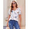 Zeagoo Women’s Puff Short Sleeve Boho Shirts Casual V Neck Floral Solid Summer Blouse Pleated Tunic Top(Dh6)