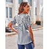 Zeagoo Women’s Puff Short Sleeve Boho Shirts Casual V Neck Floral Solid Summer Blouse Pleated Tunic Top(Dh62)