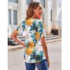 Zeagoo Women’s Puff Short Sleeve Boho Shirts Casual V Neck Floral Solid Summer Blouse Pleated Tunic Top(Dh637)