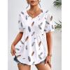 Zeagoo Women’s Puff Short Sleeve Boho Shirts Casual V Neck Floral Solid Summer Blouse Pleated Tunic Top(Dw170)