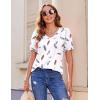 Zeagoo Women’s Puff Short Sleeve Boho Shirts Casual V Neck Floral Solid Summer Blouse Pleated Tunic Top(Dw170)