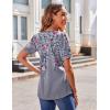 Zeagoo Women’s Puff Short Sleeve Boho Shirts Casual V Neck Floral Solid Summer Blouse Pleated Tunic Top(Floral Grey Hf36)