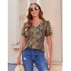 Zeagoo Women’s Puff Short Sleeve Boho Shirts Casual V Neck Floral Solid Summer Blouse Pleated Tunic Top(Multi Floral Mz721)