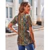 Zeagoo Women’s Puff Short Sleeve Boho Shirts Casual V Neck Floral Solid Summer Blouse Pleated Tunic Top(Multi Floral Mz721)
