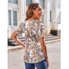 Zeagoo Women’s Puff Short Sleeve Boho Shirts Casual V Neck Floral Solid Summer Blouse Pleated Tunic Top(Mz453)