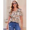 Zeagoo Women’s Puff Short Sleeve Boho Shirts Casual V Neck Floral Solid Summer Blouse Pleated Tunic Top(Mz453)
