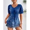 Zeagoo Women’s Puff Short Sleeve Boho Shirts Casual V Neck Floral Solid Summer Blouse Pleated Tunic Top(Mz712)