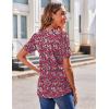 Zeagoo Women’s Puff Short Sleeve Boho Shirts Casual V Neck Floral Solid Summer Blouse Pleated Tunic Top(Pa114)