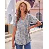 Zeagoo Women’s Puff Short Sleeve Boho Shirts Casual V Neck Floral Solid Summer Blouse Pleated Tunic Top(Pa115)