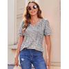 Zeagoo Women’s Puff Short Sleeve Boho Shirts Casual V Neck Floral Solid Summer Blouse Pleated Tunic Top(Pa115)