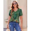 Zeagoo Women’s Puff Short Sleeve Boho Shirts Casual V Neck Floral Solid Summer Blouse Pleated Tunic Top(Pa171)