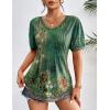 Zeagoo Women’s Puff Short Sleeve Boho Shirts Casual V Neck Floral Solid Summer Blouse Pleated Tunic Top(Pa171)