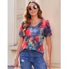 Zeagoo Women’s Puff Short Sleeve Boho Shirts Casual V Neck Floral Solid Summer Blouse Pleated Tunic Top(Wf19)