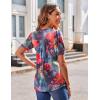 Zeagoo Women’s Puff Short Sleeve Boho Shirts Casual V Neck Floral Solid Summer Blouse Pleated Tunic Top(Wf19)