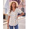 Zeagoo Women’s Puff Short Sleeve Boho Shirts Casual V Neck Floral Solid Summer Blouse Pleated Tunic Top(Xh178)