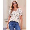 Zeagoo Women’s Puff Short Sleeve Boho Shirts Casual V Neck Floral Solid Summer Blouse Pleated Tunic Top(Xh178)