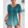 Zeagoo Women’s Puff Short Sleeve Boho Shirts Casual V Neck Floral Solid Summer Blouse Pleated Tunic Top(Xh363)