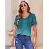 Zeagoo Women’s Puff Short Sleeve Boho Shirts Casual V Neck Floral Solid Summer Blouse Pleated Tunic Top(Xh363)