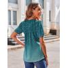 Zeagoo Women’s Puff Short Sleeve Boho Shirts Casual V Neck Floral Solid Summer Blouse Pleated Tunic Top(Xh363)