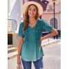 Zeagoo Women’s Puff Short Sleeve Boho Shirts Casual V Neck Floral Solid Summer Blouse Pleated Tunic Top(Xh363)