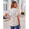Zeagoo Women’s Puff Short Sleeve Boho Shirts Casual V Neck Floral Solid Summer Blouse Pleated Tunic Top(Xh403)