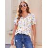 Zeagoo Women’s Puff Short Sleeve Boho Shirts Casual V Neck Floral Solid Summer Blouse Pleated Tunic Top(Xh403)