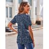 Zeagoo Women’s Puff Short Sleeve Boho Shirts Casual V Neck Floral Solid Summer Blouse Pleated Tunic Top(Xh44)