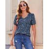Zeagoo Women’s Puff Short Sleeve Boho Shirts Casual V Neck Floral Solid Summer Blouse Pleated Tunic Top(Xh44)