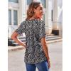 Zeagoo Women’s Puff Short Sleeve Boho Shirts Casual V Neck Floral Solid Summer Blouse Pleated Tunic Top(Xh5)