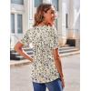 Zeagoo Women’s Puff Short Sleeve Boho Shirts Casual V Neck Floral Solid Summer Blouse Pleated Tunic Top(Xh51)
