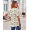 Zeagoo Women’s Puff Short Sleeve Boho Shirts Casual V Neck Floral Solid Summer Blouse Pleated Tunic Top(Xh51)