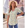 Zeagoo Women’s Puff Short Sleeve Boho Shirts Casual V Neck Floral Solid Summer Blouse Pleated Tunic Top(Xh51)