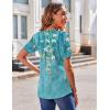 Zeagoo Women’s Puff Short Sleeve Boho Shirts Casual V Neck Floral Solid Summer Blouse Pleated Tunic Top(Zw89)
