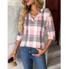 Zeagoo Womens Roll Up Long Sleeve Tops V Neck Shirts Dressy Casual Work Blouses S-2XL(Gw326)