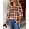 Zeagoo Womens Roll Up Long Sleeve Tops V Neck Shirts Dressy Casual Work Blouses S-2XL(Gw334)