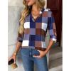 Zeagoo Womens Roll Up Long Sleeve Tops V Neck Shirts Dressy Casual Work Blouses S-2XL(Jh495)