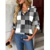 Zeagoo Womens Roll Up Long Sleeve Tops V Neck Shirts Dressy Casual Work Blouses S-2XL(Jh498)