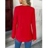 Zeagoo Womens Roll Up Long Sleeve Tops V Neck Shirts Dressy Casual Work Blouses S-2XL(Red)