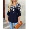 Zeagoo Womens Roll Up Long Sleeve Tops V Neck Shirts Dressy Casual Work Blouses S-2XL(Sf103)