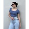 Zeagoo Women’s Short Sleeve T Shirts Casual Summer Basic Scoop Neck Slim Fit Rib Knit Business Work Tee Tops(Blue)